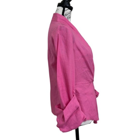 British India Classics Women's Top Irish Linen Wrap Asymmetrical Hem - Picture 2 of 8